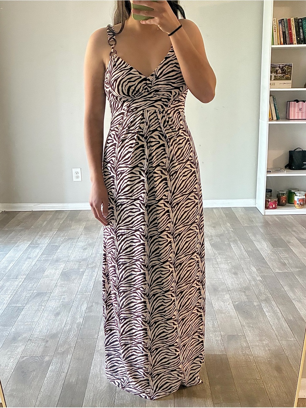 Charlotte Russe Brown & Beige Zebra Print Sleeveless Maxi dress Size: M